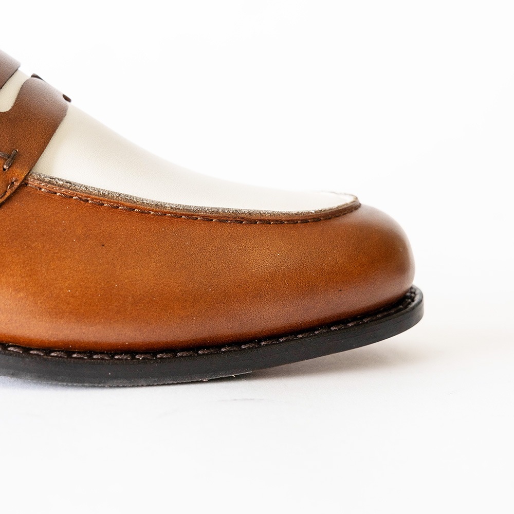 SIMEON COGNAC&WHITE ローファー グッドイヤーウェルト