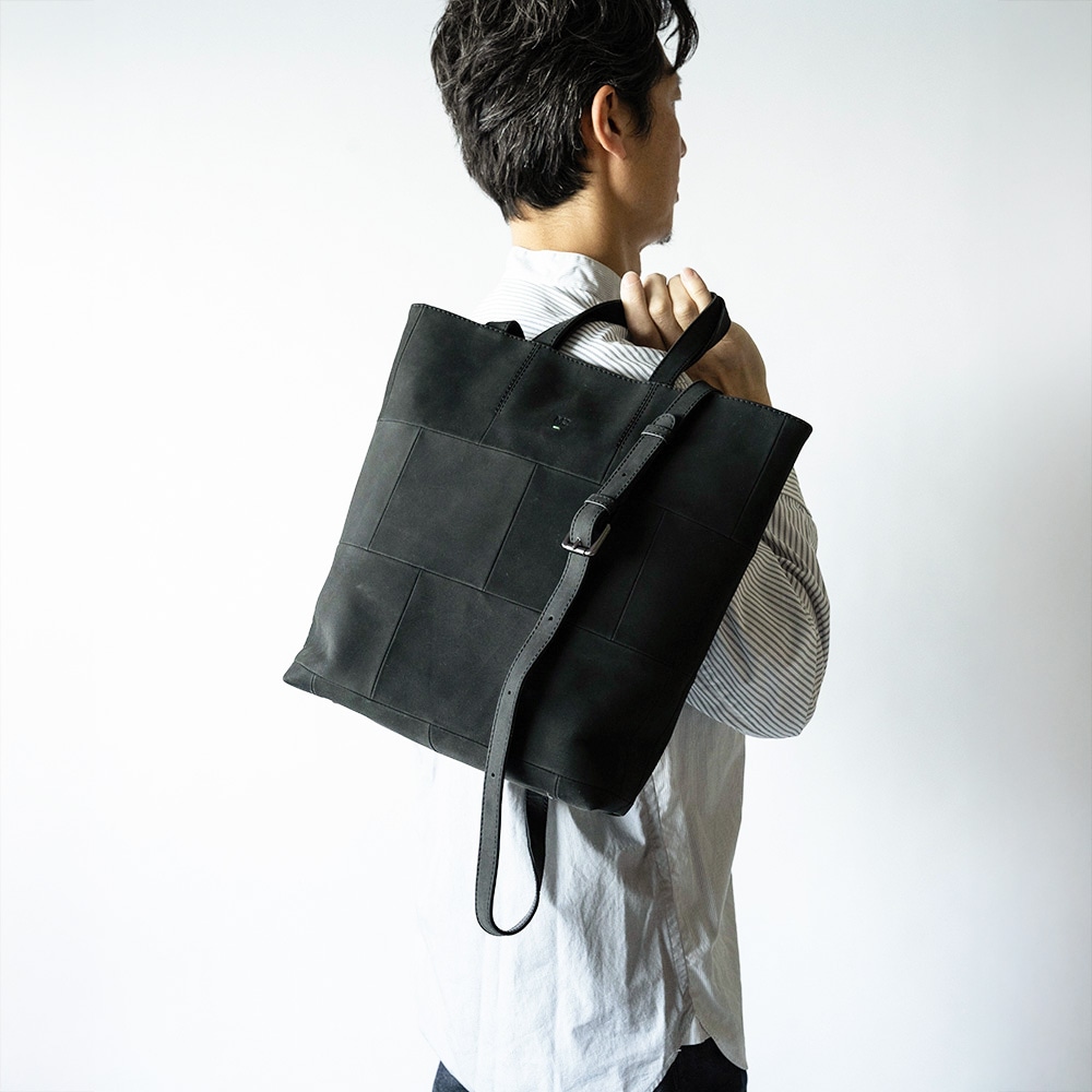 EUSTON MATTE BLACK ヌバック ショルダートートバッグ 2way
