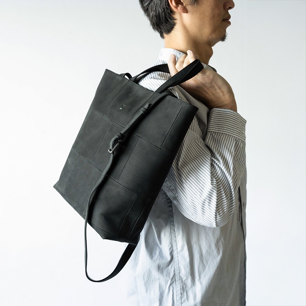 EUSTON MATTE BLACK ヌバック ショルダートートバッグ 2way