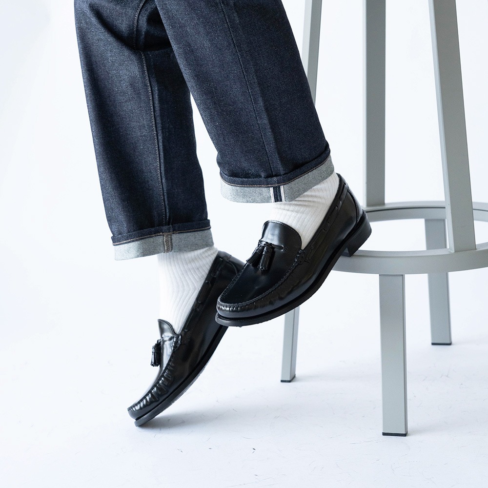 LANCASTER BLACK タッセル モカシンローファー