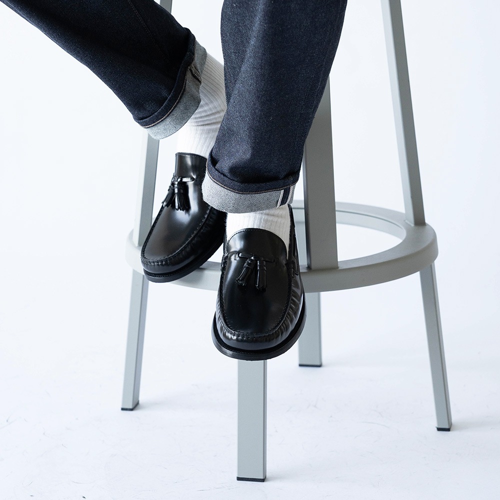 LANCASTER BLACK タッセル モカシンローファー