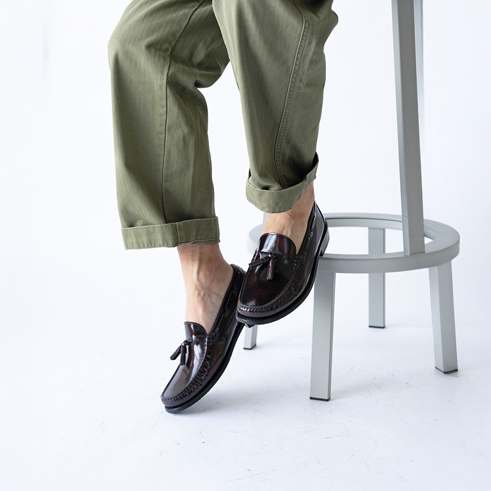 LANCASTER BURGUNDY タッセル モカシンローファー