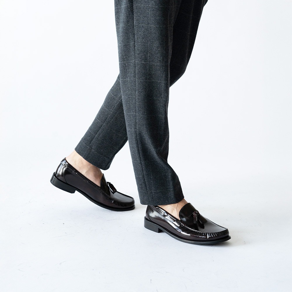 LANCASTER BURGUNDY タッセル モカシンローファー