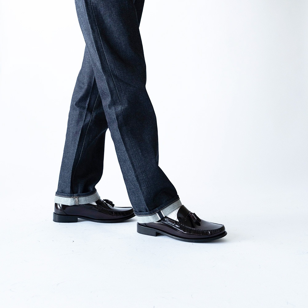 LANCASTER BURGUNDY タッセル モカシンローファー