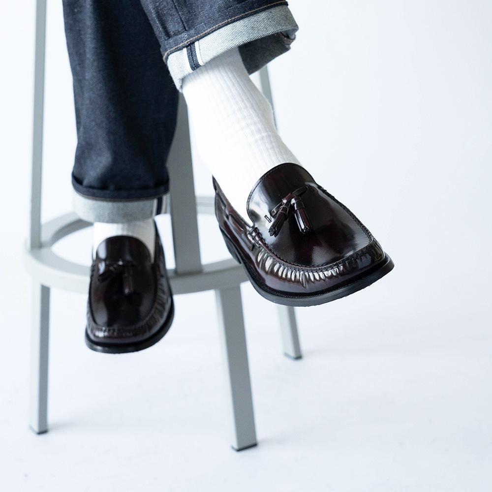LANCASTER BURGUNDY タッセル モカシンローファー