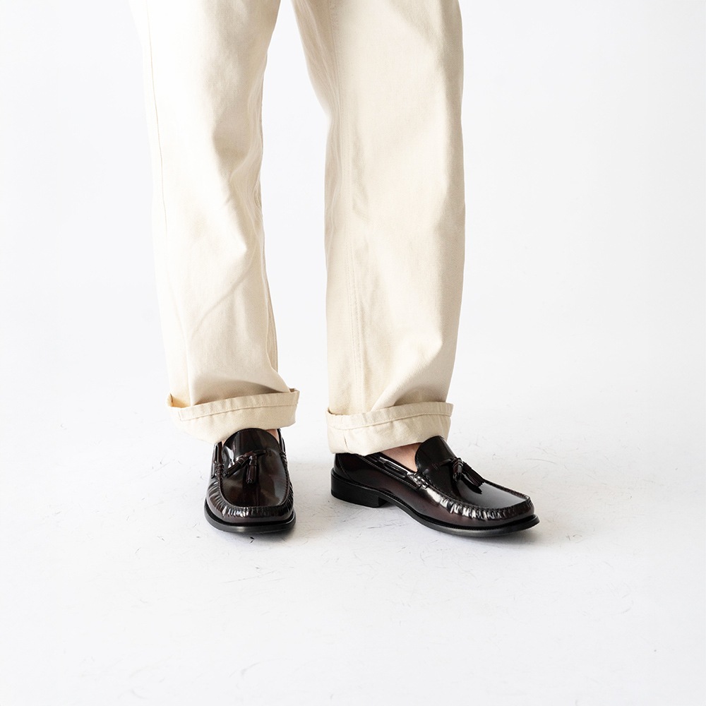 LANCASTER BURGUNDY タッセル モカシンローファー