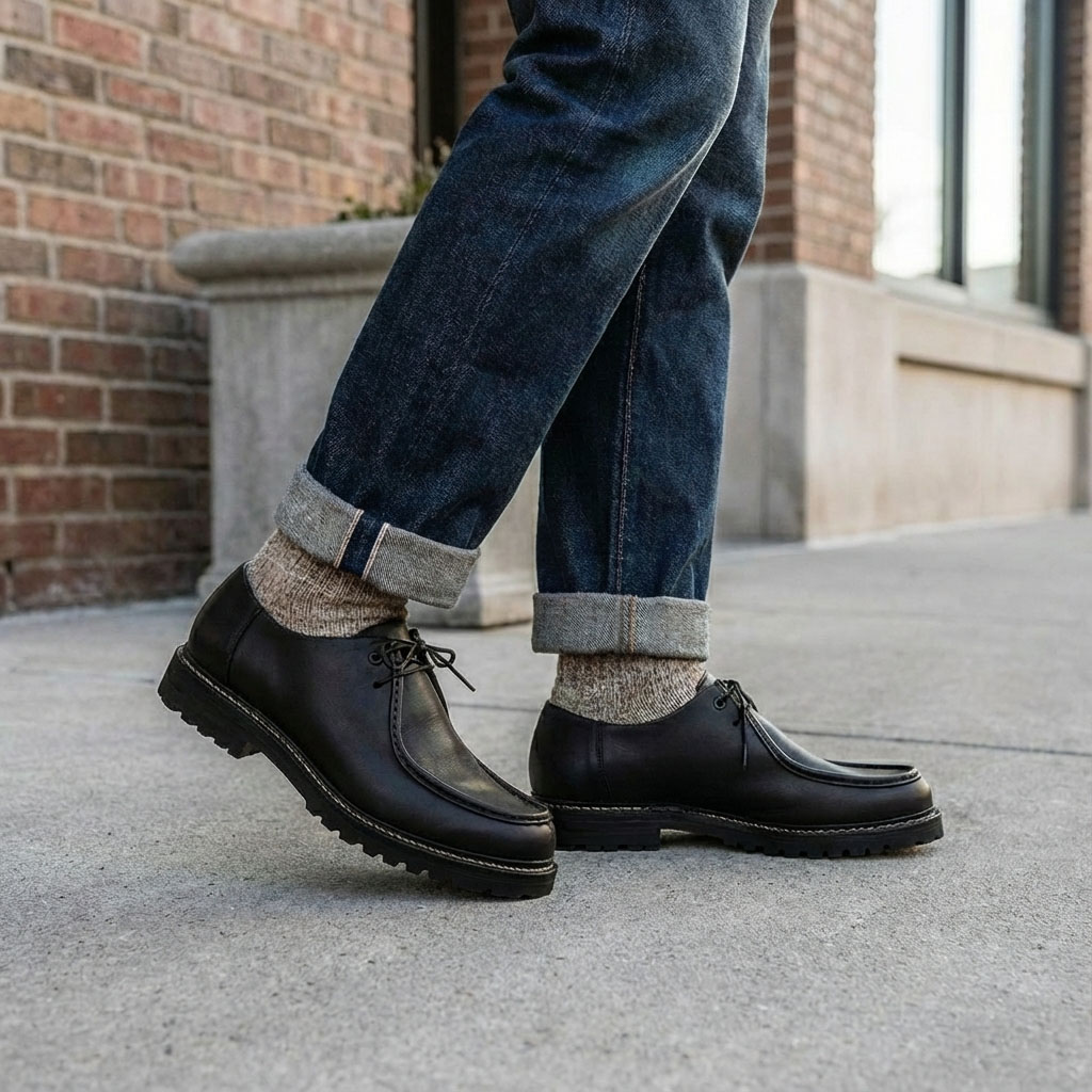 イチイチ様　NOLAN BLACK チロリアンシューズ26.5 グッドイヤー 革靴メンズ カジュアル ビジネスシューズ ドレスシューズ グッドイヤー