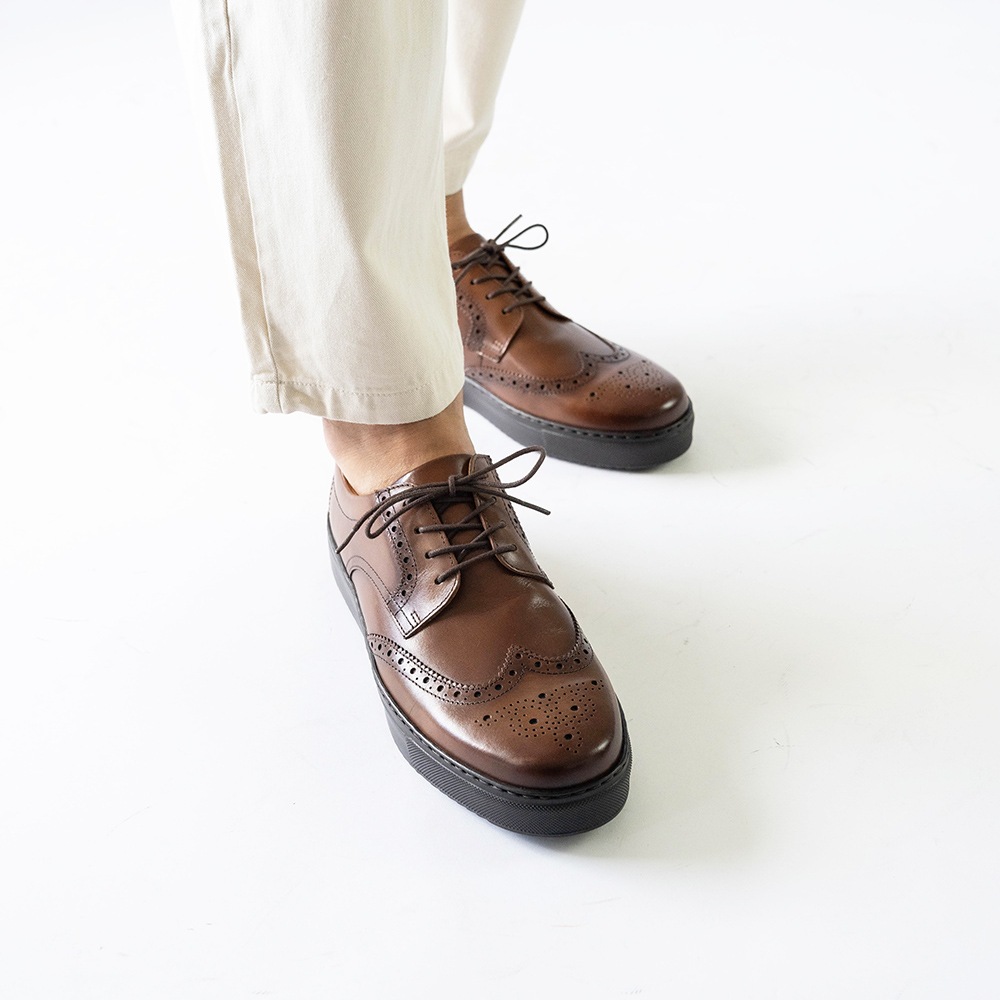 BRODEN COGNAC ビジネススニーカー ウイングチップ