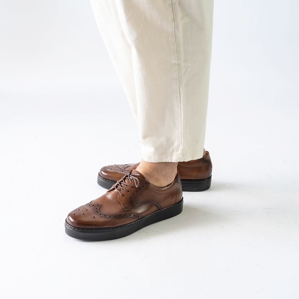 BRODEN COGNAC ビジネススニーカー ウイングチップ