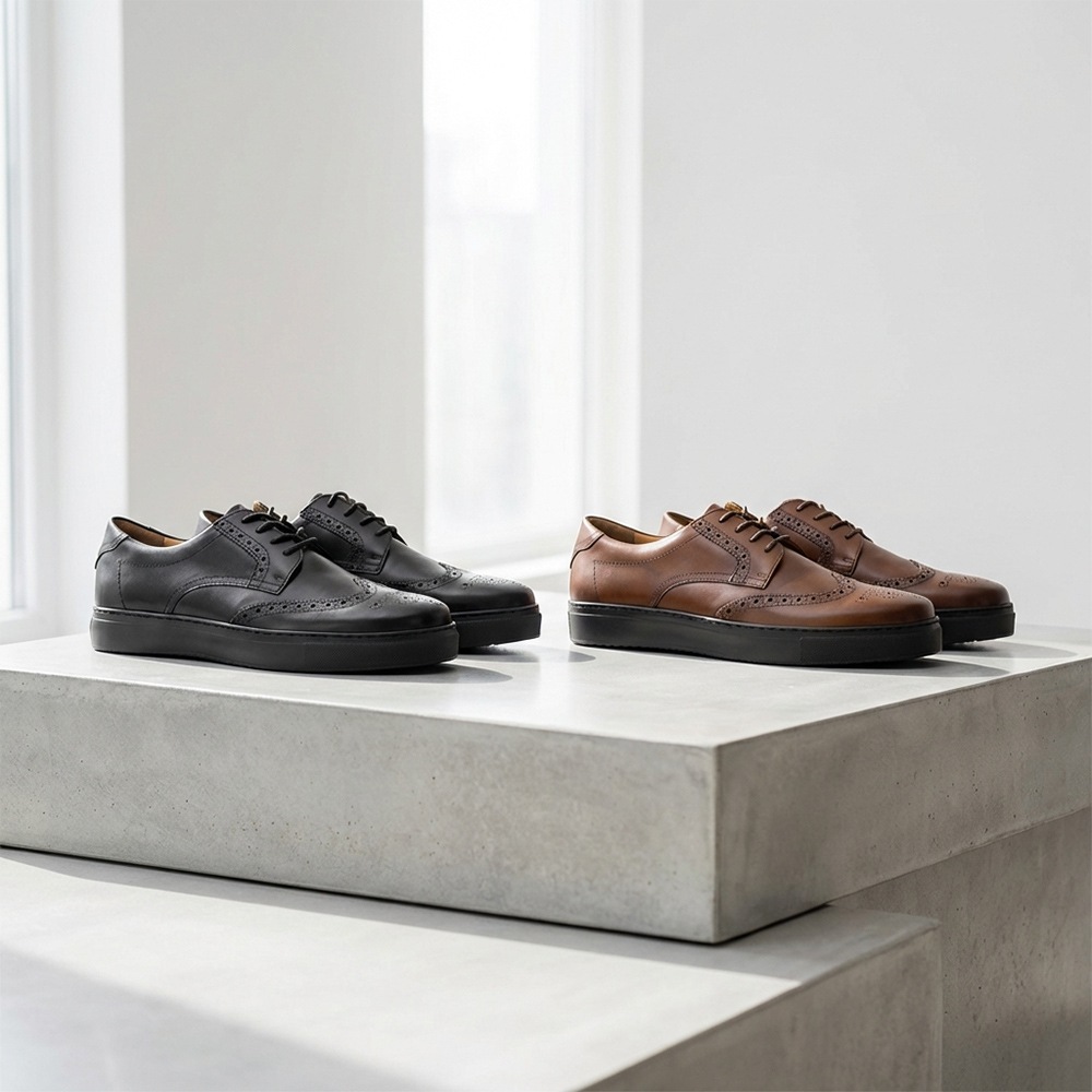 BRODEN COGNAC ビジネススニーカー ウイングチップ