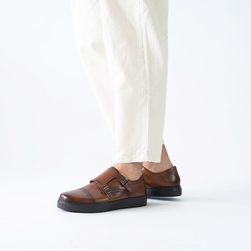 HUBERT COGNAC ビジネススニーカー ダブルモンク