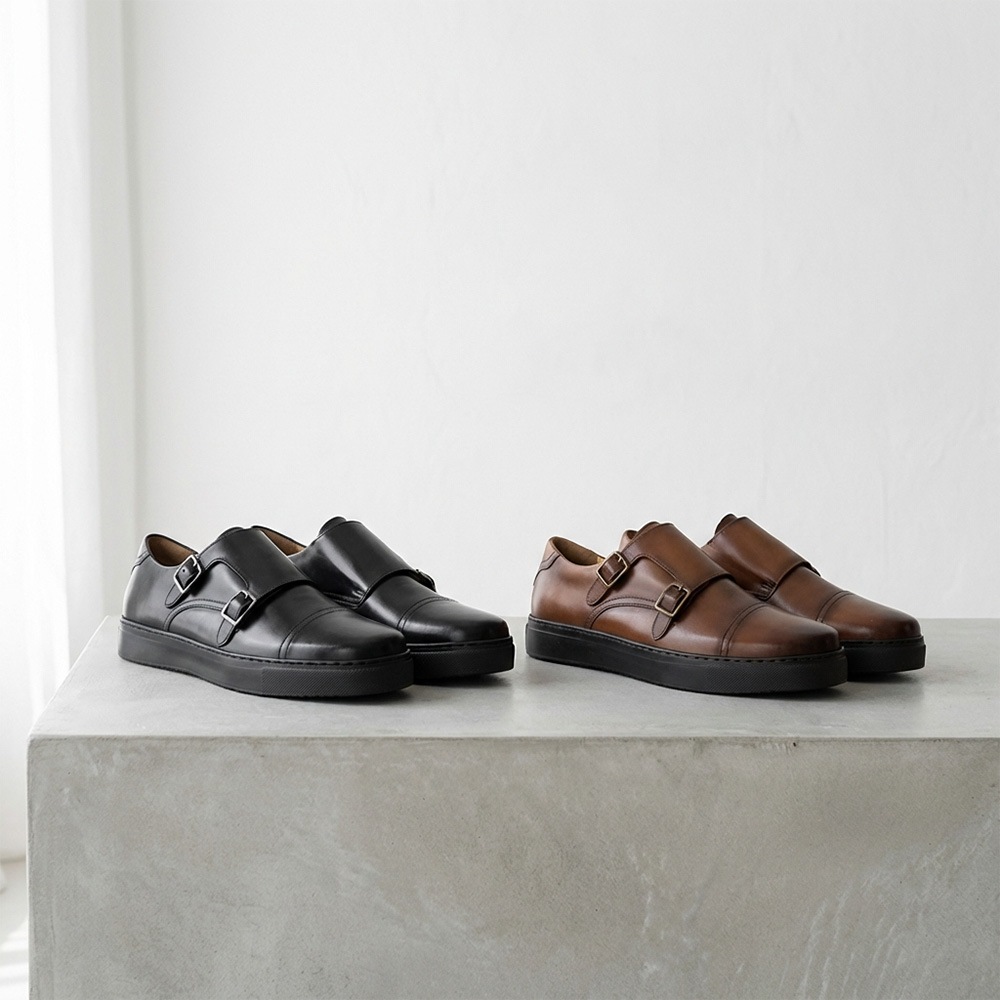 HUBERT COGNAC ビジネススニーカー ダブルモンク