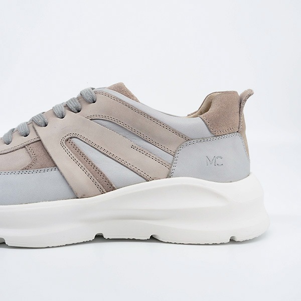 レザースニーカー レースアップ メンズ CLIFF BLUE グレーブルー 