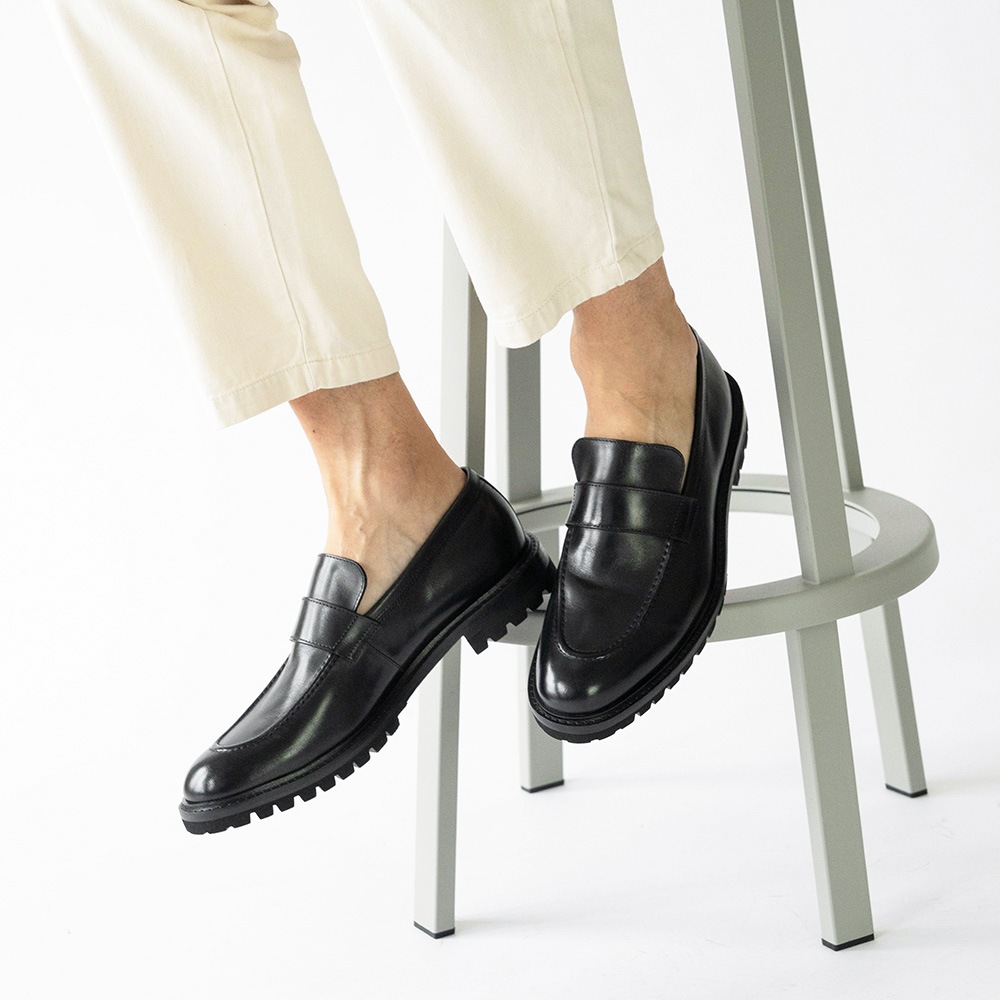 SAVILLE BLACK ローファー スリップオン