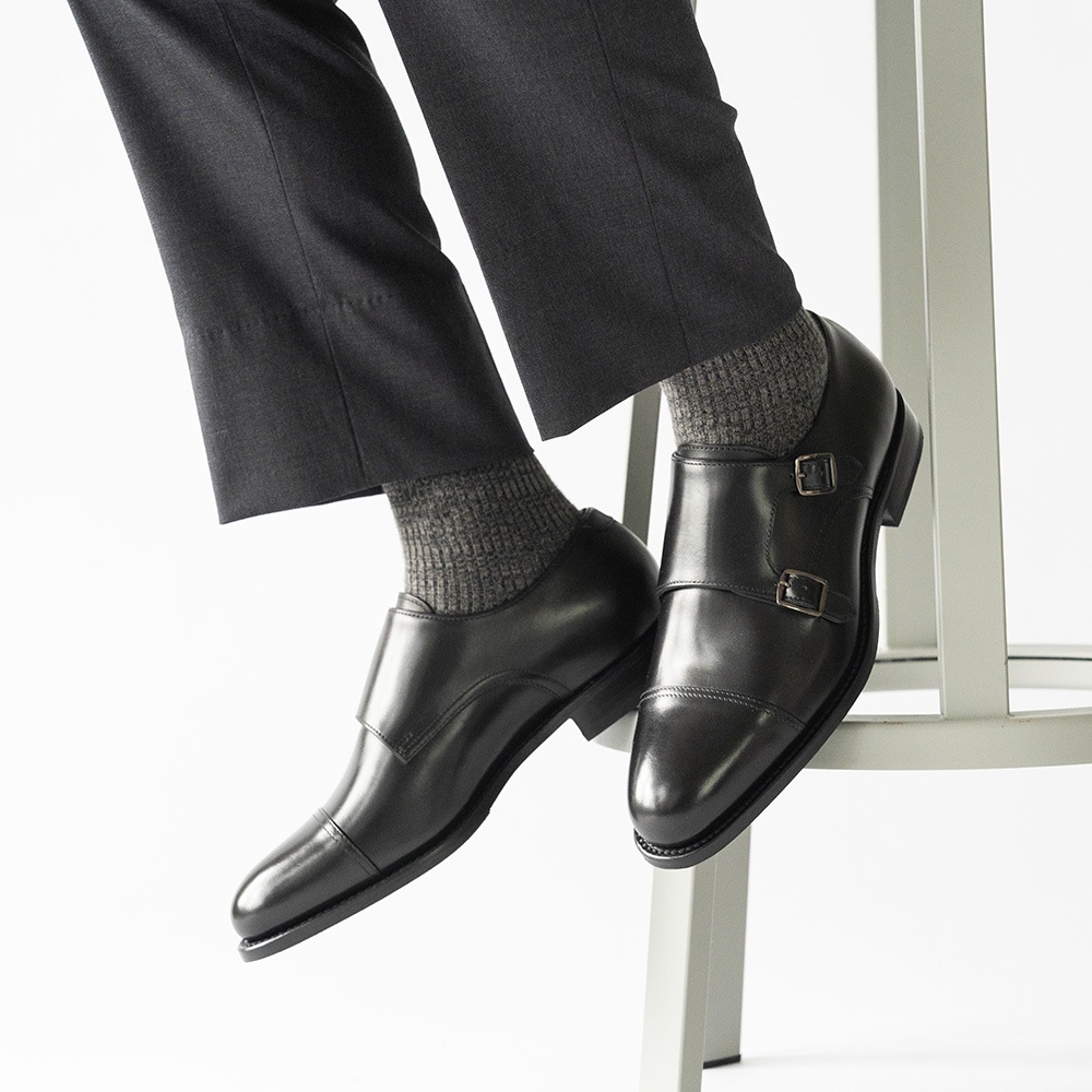 WINDSOR BLACK ダブルモンクストラップ グッドイヤーウェルト