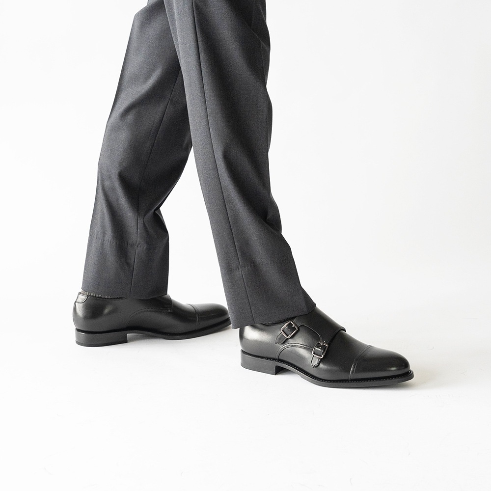 WINDSOR BLACK ダブルモンクストラップ グッドイヤーウェルト