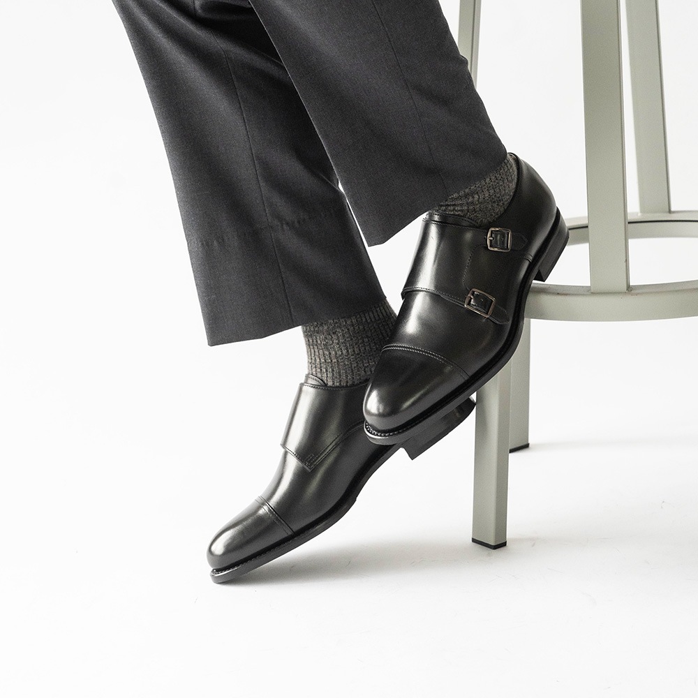 WINDSOR BLACK ダブルモンクストラップ グッドイヤーウェルト