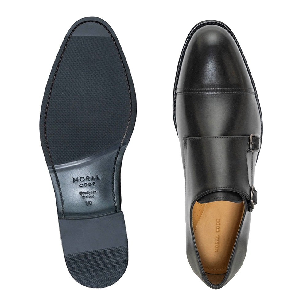 WINDSOR BLACK ダブルモンクストラップ グッドイヤーウェルト