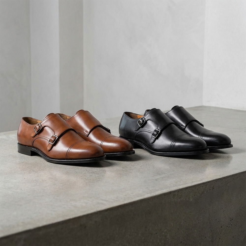 WINDSOR BLACK ダブルモンクストラップ グッドイヤーウェルト