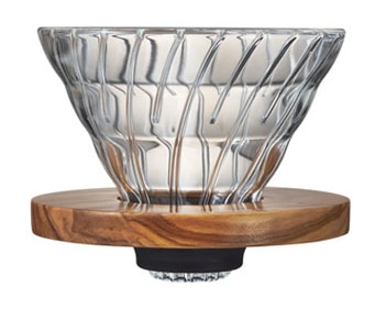 V60耐熱ガラス透過ドリッパーオリーブウッド02｜VDG-02-OV
