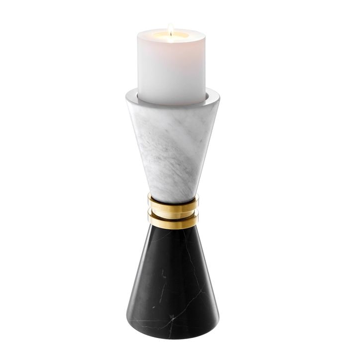 Candle Holder Diabolo black/white marble