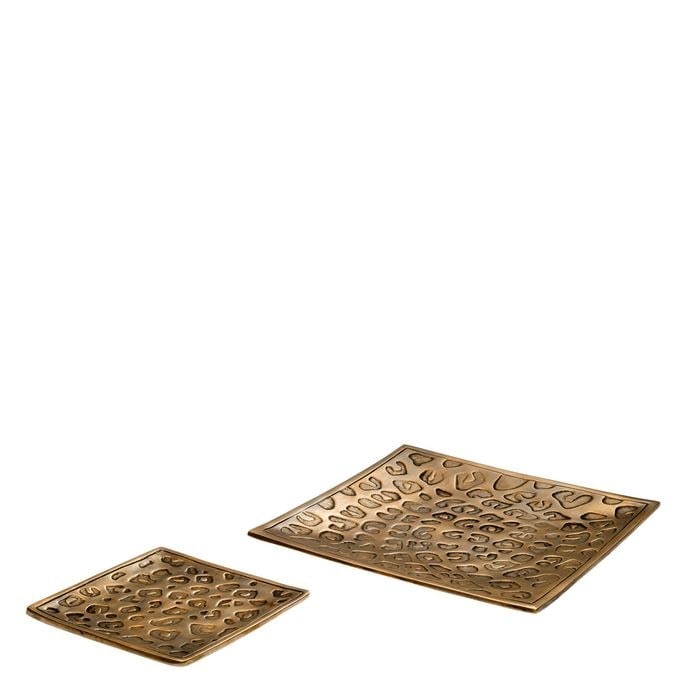 Tray Jaguar vintage brass finish set of 2