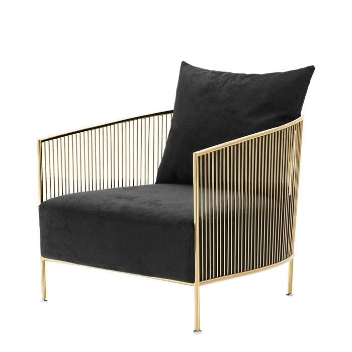 Chair Knox gold finish black velvet 