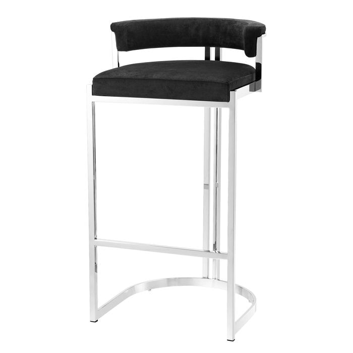 Bar Stool Dante polished ss black velvet