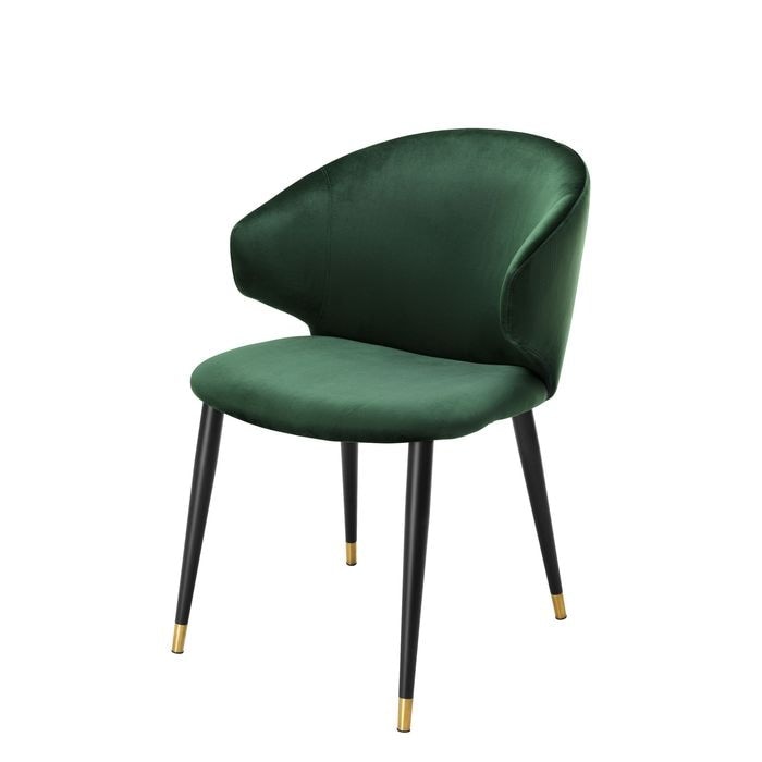 Dining Chair Volante w/arm roche dark green velvet