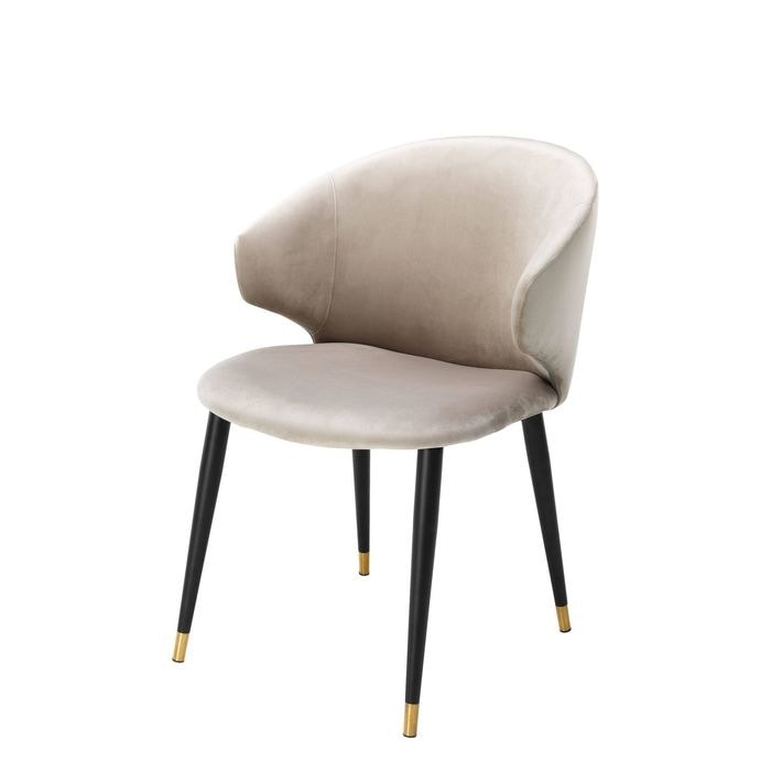 Dining Chair Volante w/arm roche beige velvet
