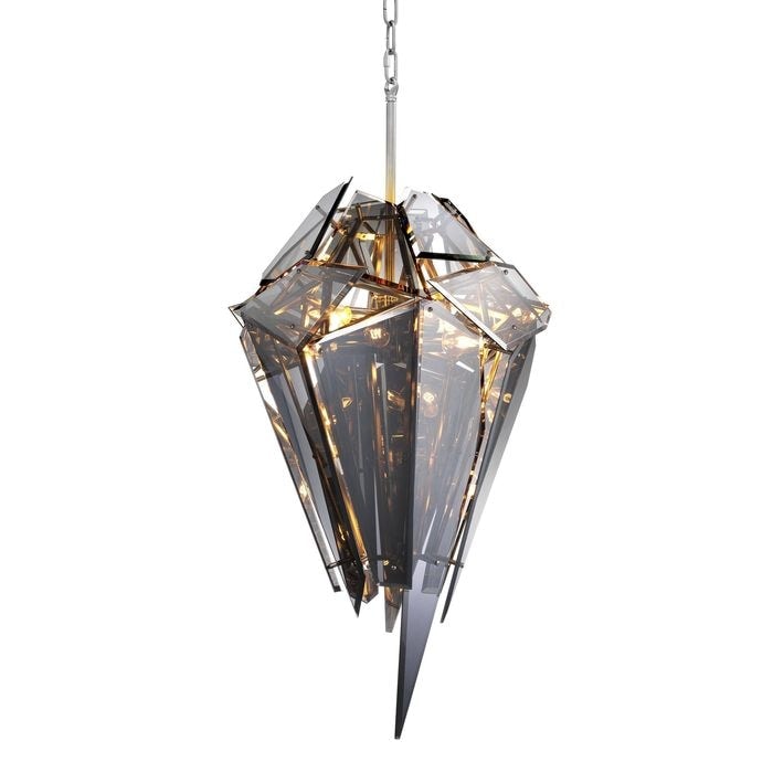 Chandelier Shard nickel finish smoke glass