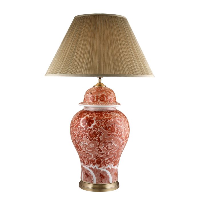 Table Lamp Palmarito red porcelain incl shade