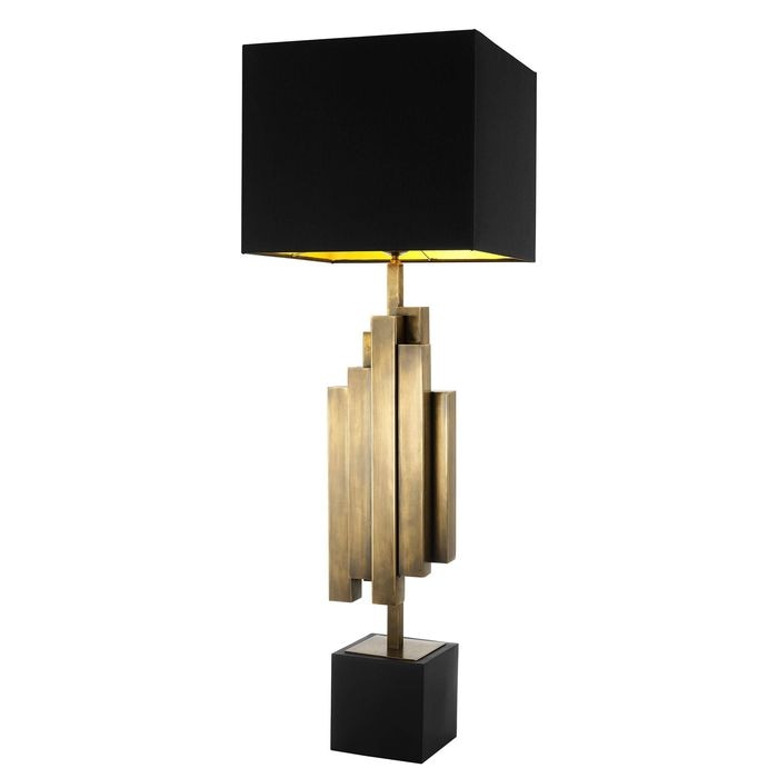 Table Lamp Beau Rivage vintage brass incl shade 