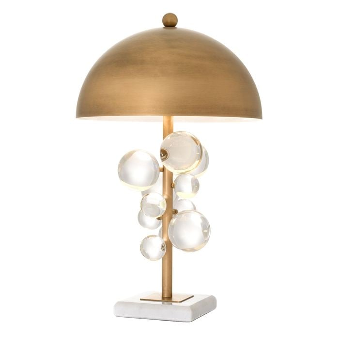 Table Lamp Floral brass finish incl shade 