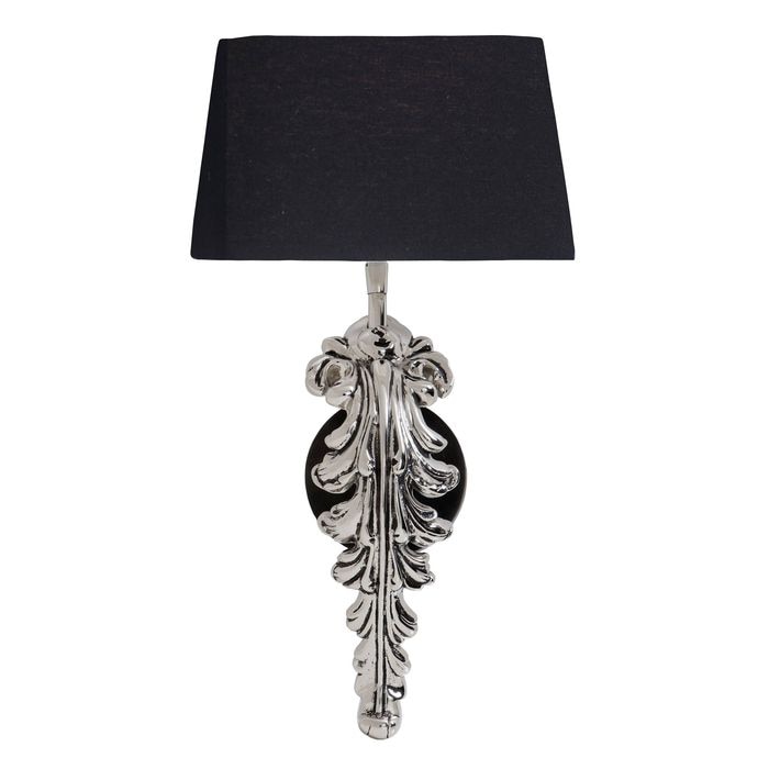 Wall Lamp Beau Site nickel finis incl. black shade