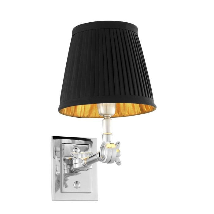 Wall Lamp Wentworth Single nickel incl black shade