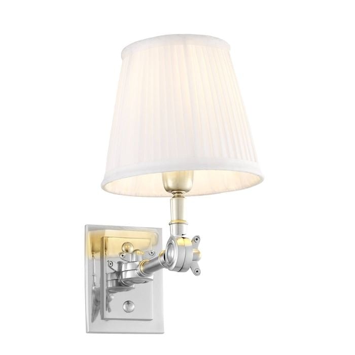 Wall Lamp Wentworth Single nickel incl white shade