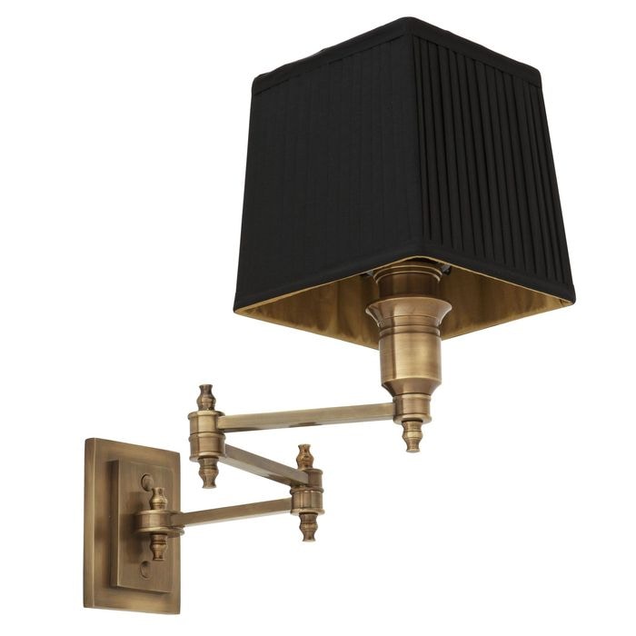 Wall Lamp Lexington Swing ant brass incl black sha