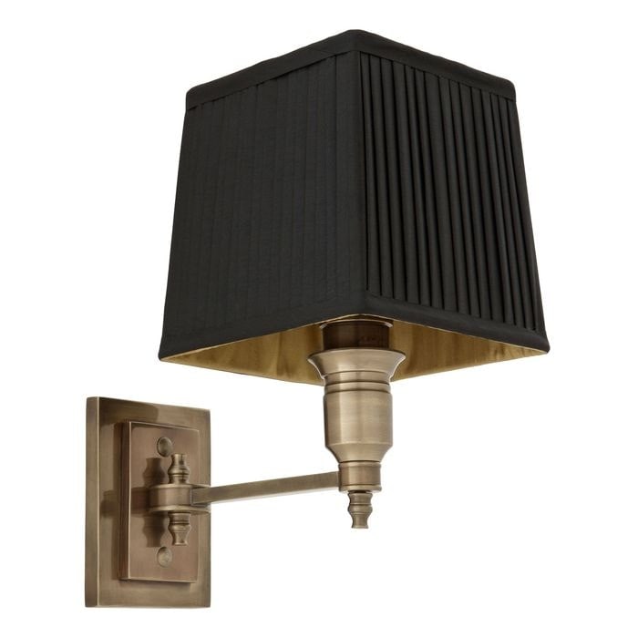 Wall Lamp Lexington Single ant brass incl black sh