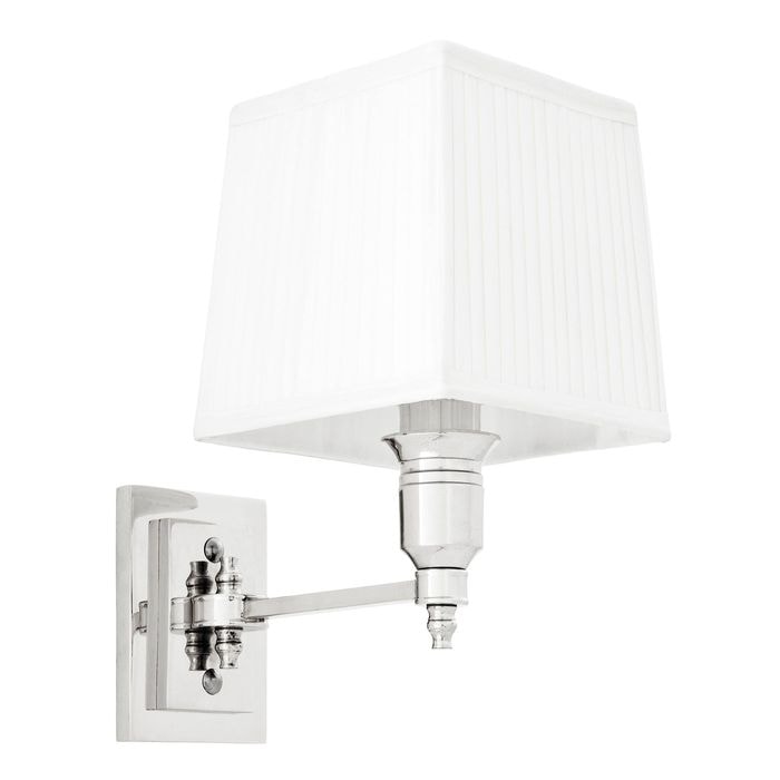 Wall Lamp Lexington Single nickel incl white shade