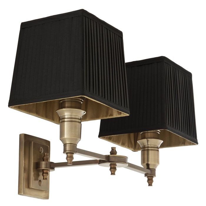 Wall Lamp Lexington Double ant brass incl black sh