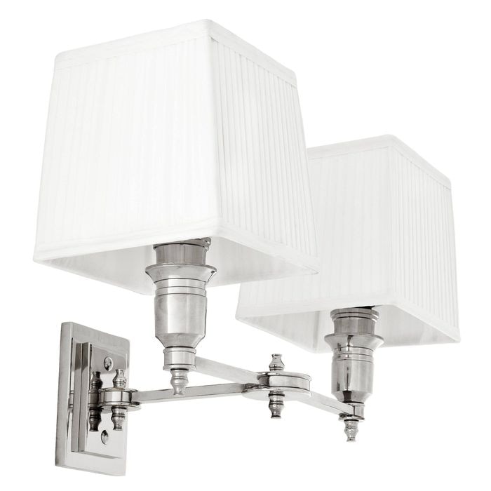 Wall Lamp Lexington Double nickel incl white shade