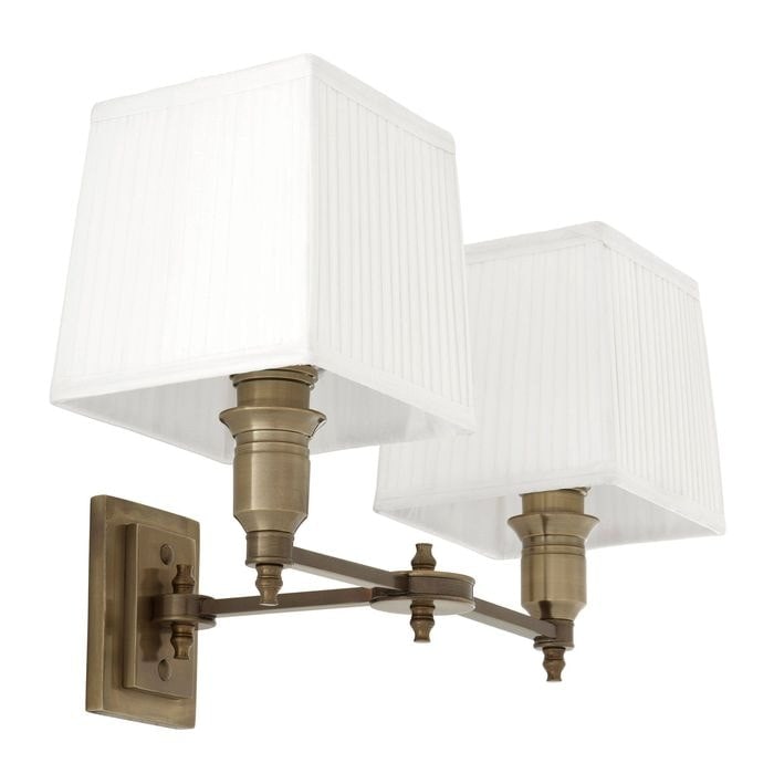Wall Lamp Lexington Double ant brass incl white sh