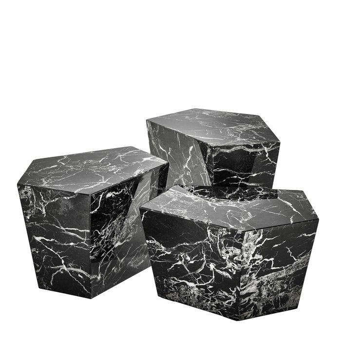 Coffee Table Prudential set of 3 black faux marble