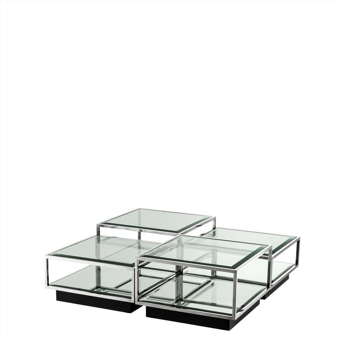 Coffee Table Tortona polished stainless steel S/4