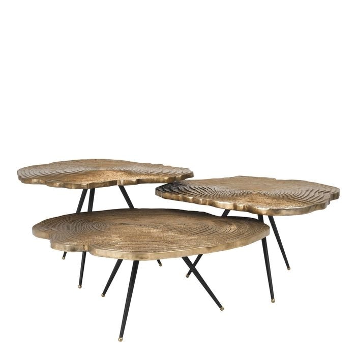 Coffee Table Quercus brass finish set of 3