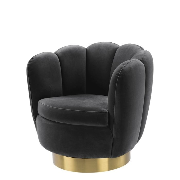 Swivel Chair Mirage savona dark grey velvet