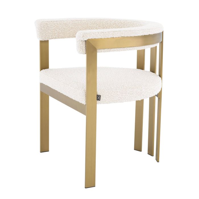 Dining Chair Clubhouse br brass fin boucl? cream