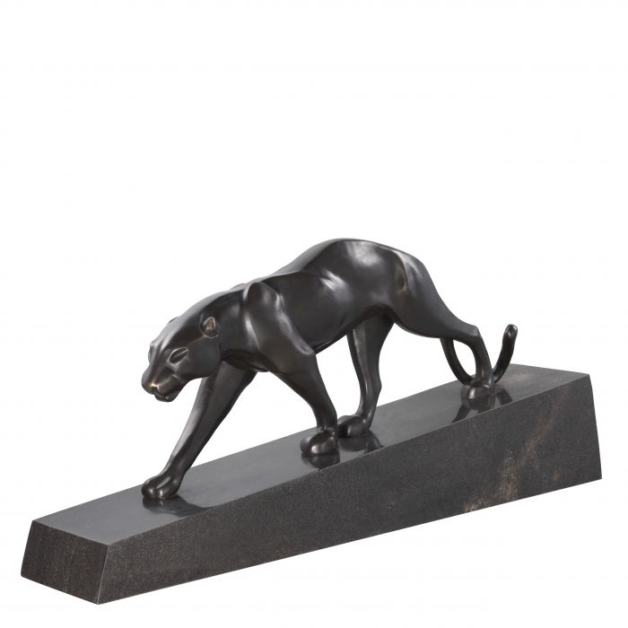 Statue Pantherae bronze on marble base
