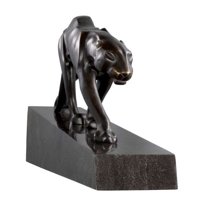 Statue Pantherae bronze on marble base